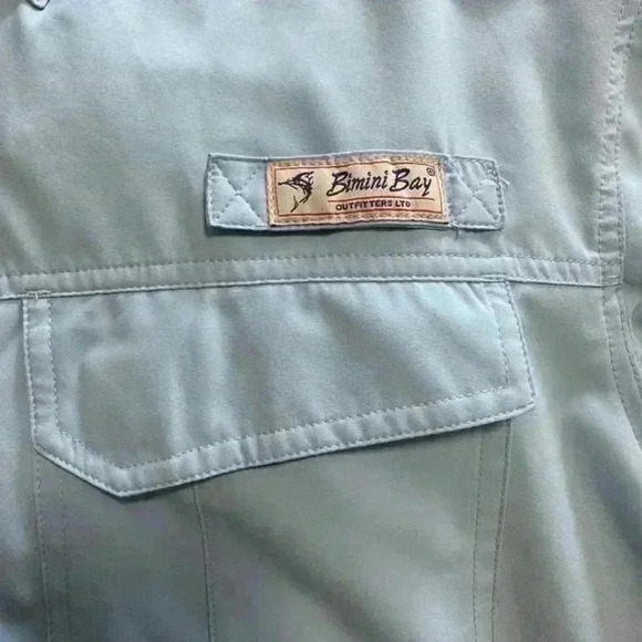 131.BIMINI BAY LONG SLEEVE SPF 30 BLOODGUARD Blue FISHING SUN SHIRT MEN'S SIZE L - Picture 5 of 6